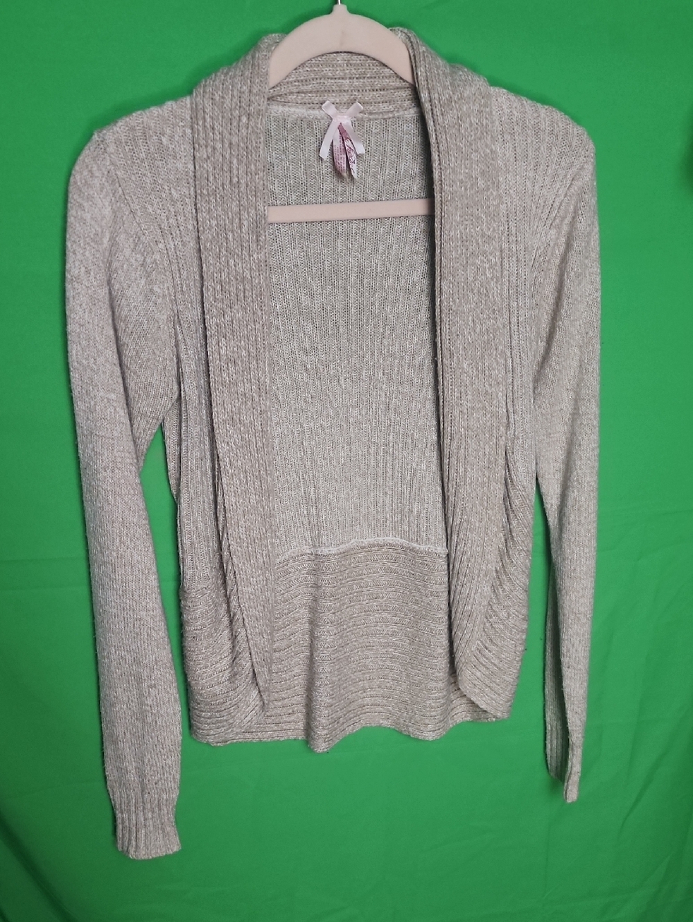 Derek Heart Light Gray Ribbed Open Front Cocoon Cardigan Sweater Medium